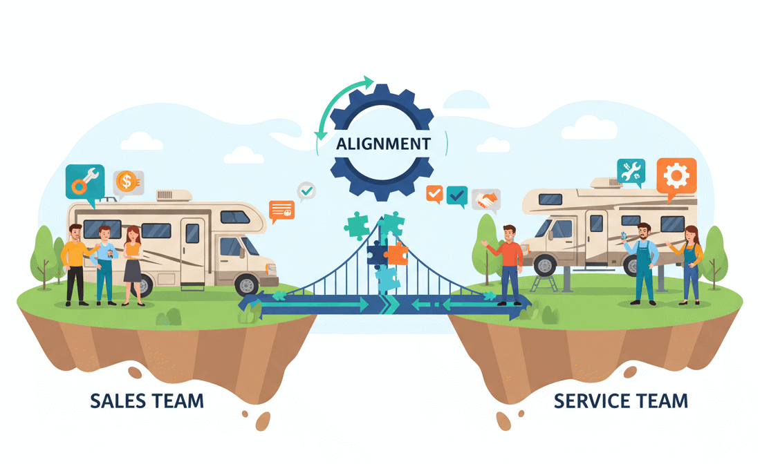 Sales and service teams aligning