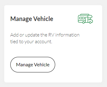 My Account Page, Manage vehicle card